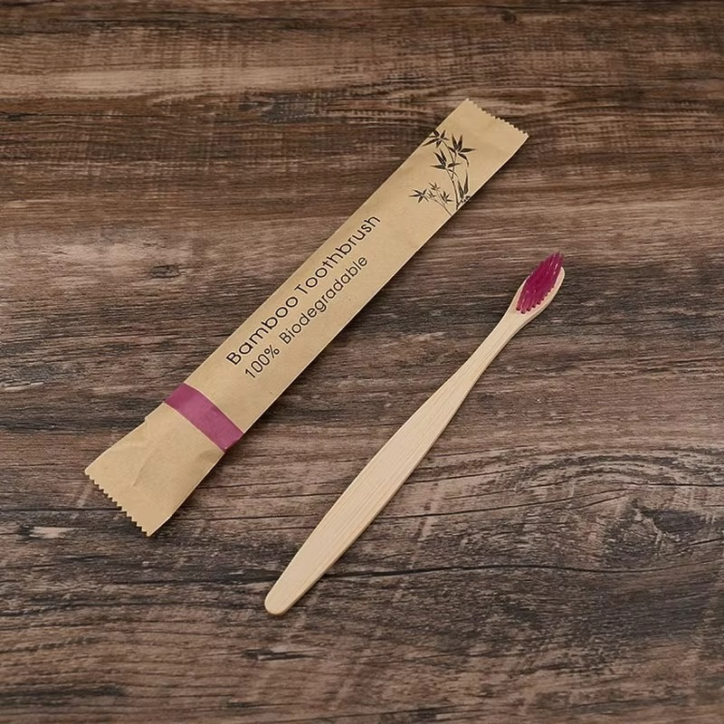 Bamboo Toothbrush Set with Soft Nylon Bristles and Naturally Antibacterial Handle, 10 Pack