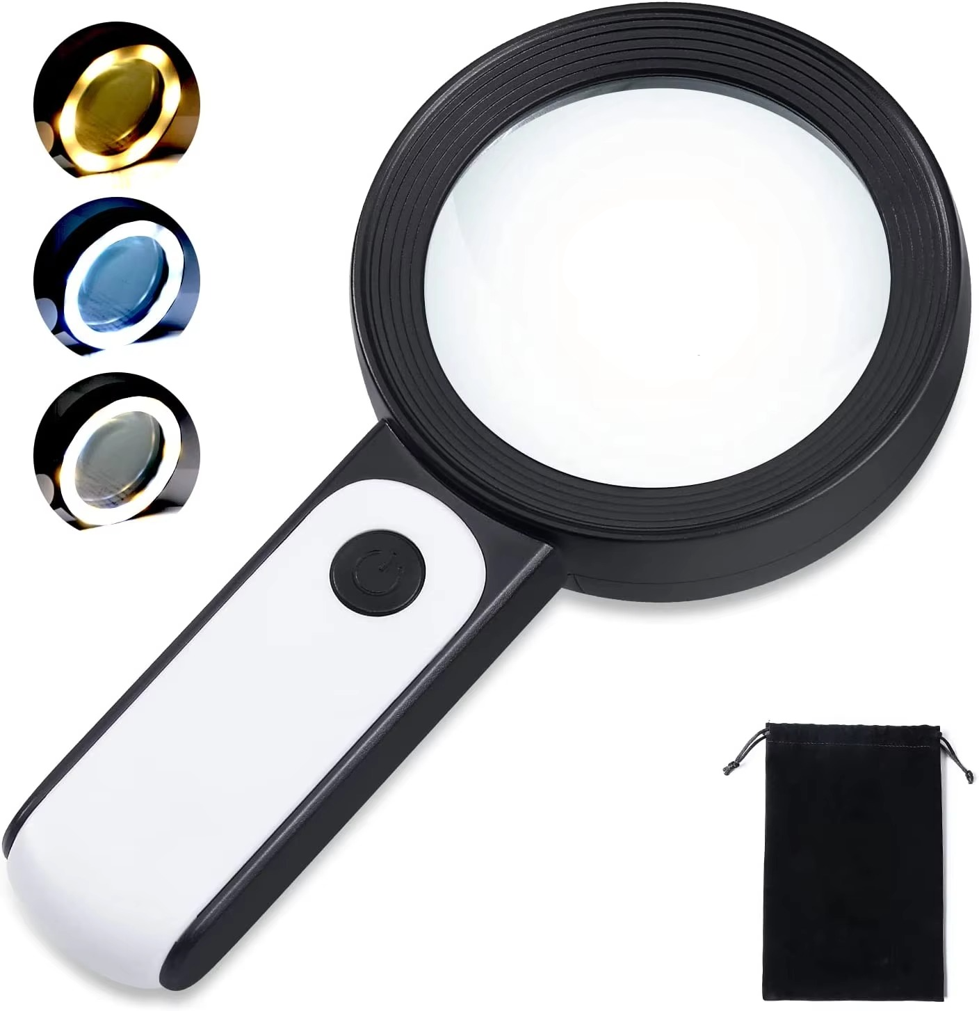 Powerful 30x Handheld Magnifying Glass with LED Lights for Seniors