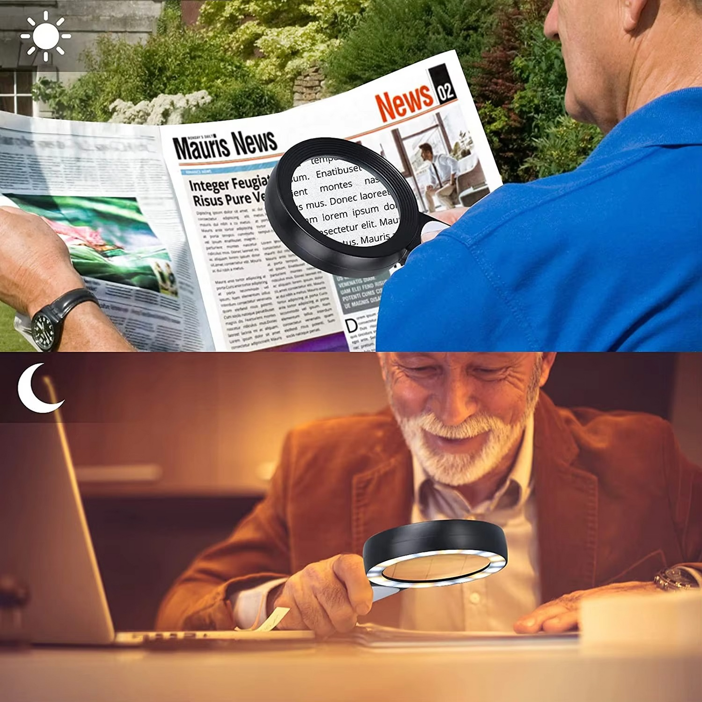 Powerful 30x Handheld Magnifying Glass with LED Lights for Seniors