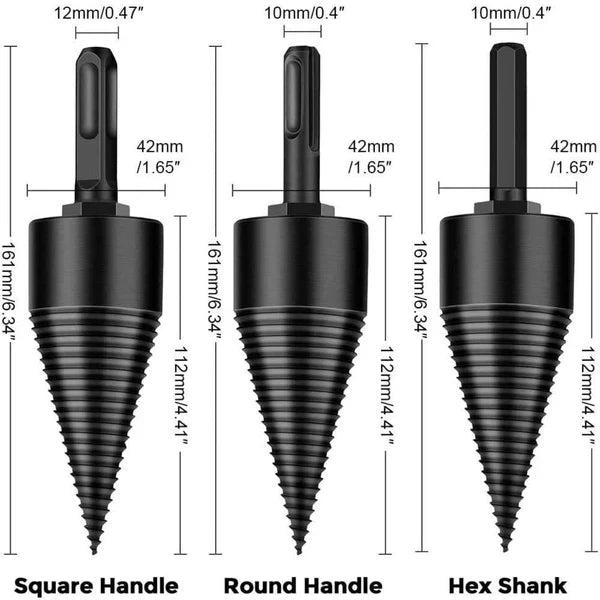 Wood Splitting Drill Bit with High Carbon Steel and Three Handle Options