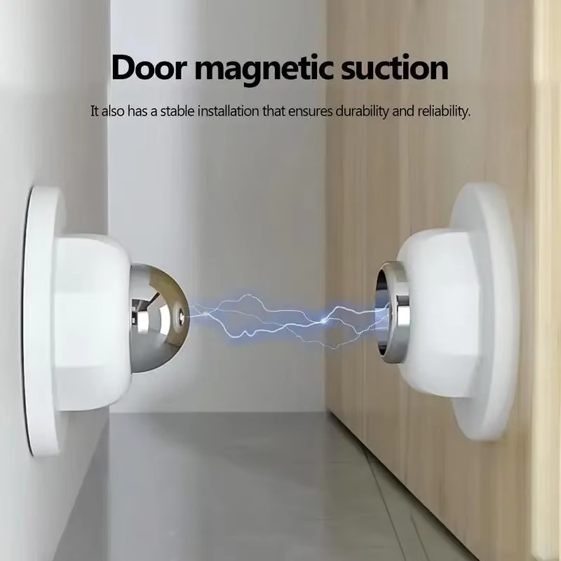 Magnetic Door Stop with Stainless Steel Body and Adhesive Installation