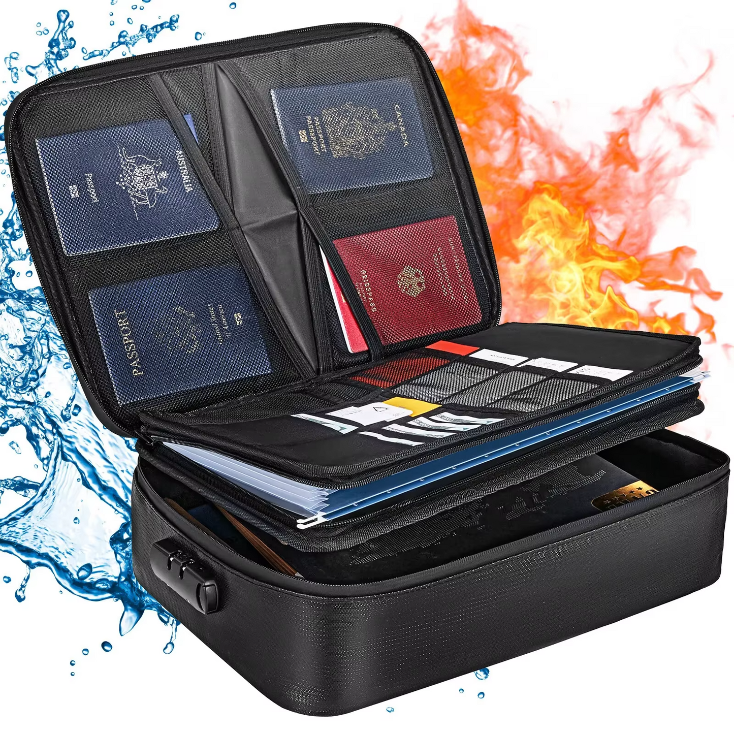 Document Organizer Bag with Fire Resistant and Waterproof Protection for Letters