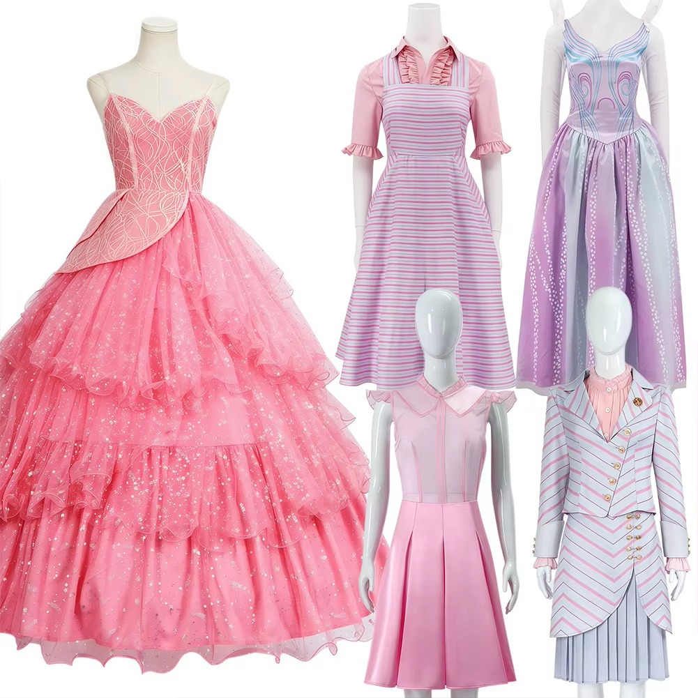 Fantasy Character Cosplay Dress with Fitted Bodice and Layered Skirt, Sparkling Accents