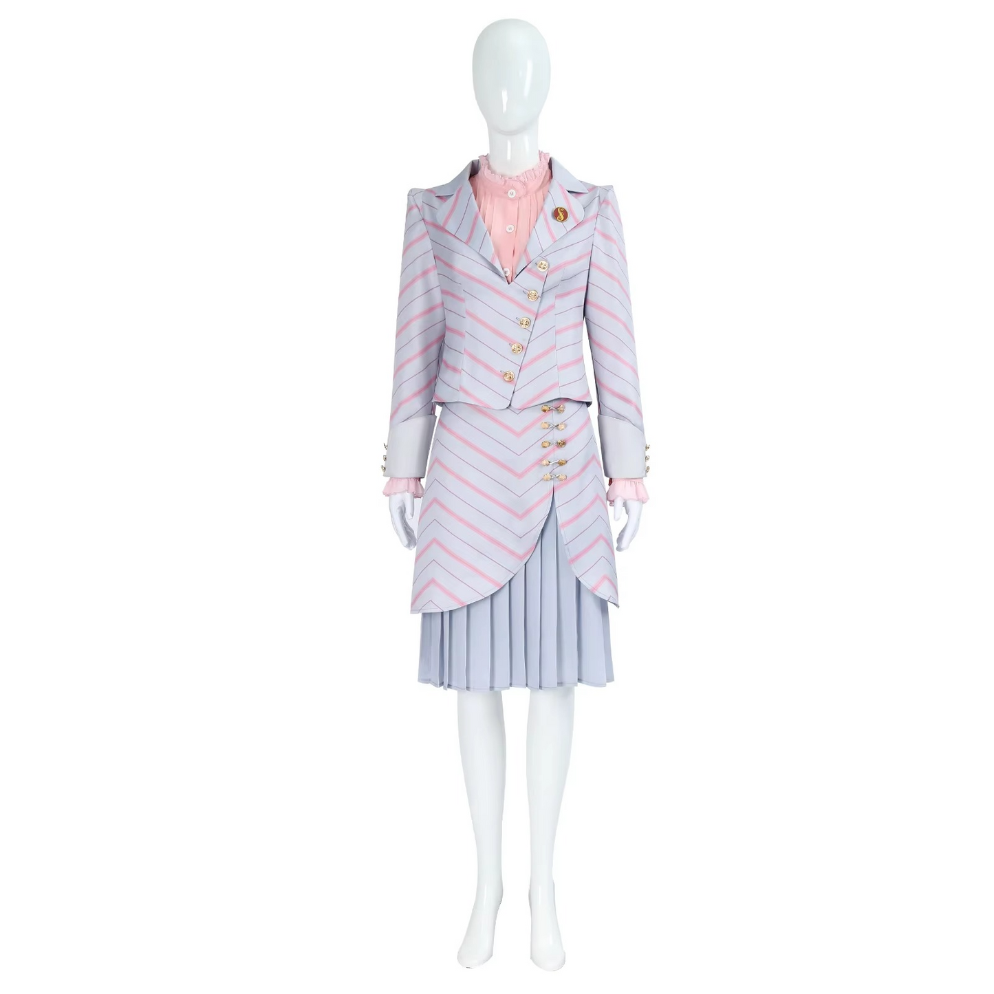Fantasy Character Cosplay Dress with Fitted Bodice and Layered Skirt, Sparkling Accents