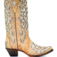 Sequined Retro Embroidered Long Boots with Pointed Toe and Color Block Heel
