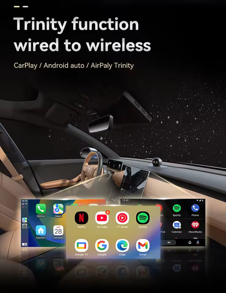 Wireless CarPlay and Android Auto Adapter with Screen Mirroring