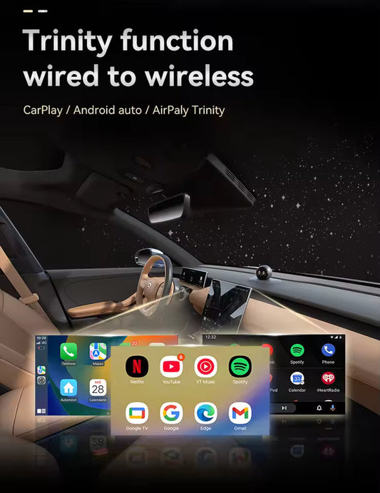Wireless CarPlay and Android Auto Adapter with Screen  Mirroring