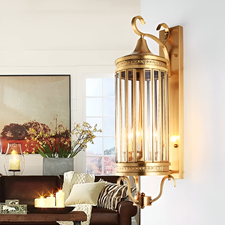 Copper Wall Sconce with IP65 Weather Protection and Glass Panel for Outdoor Entryways