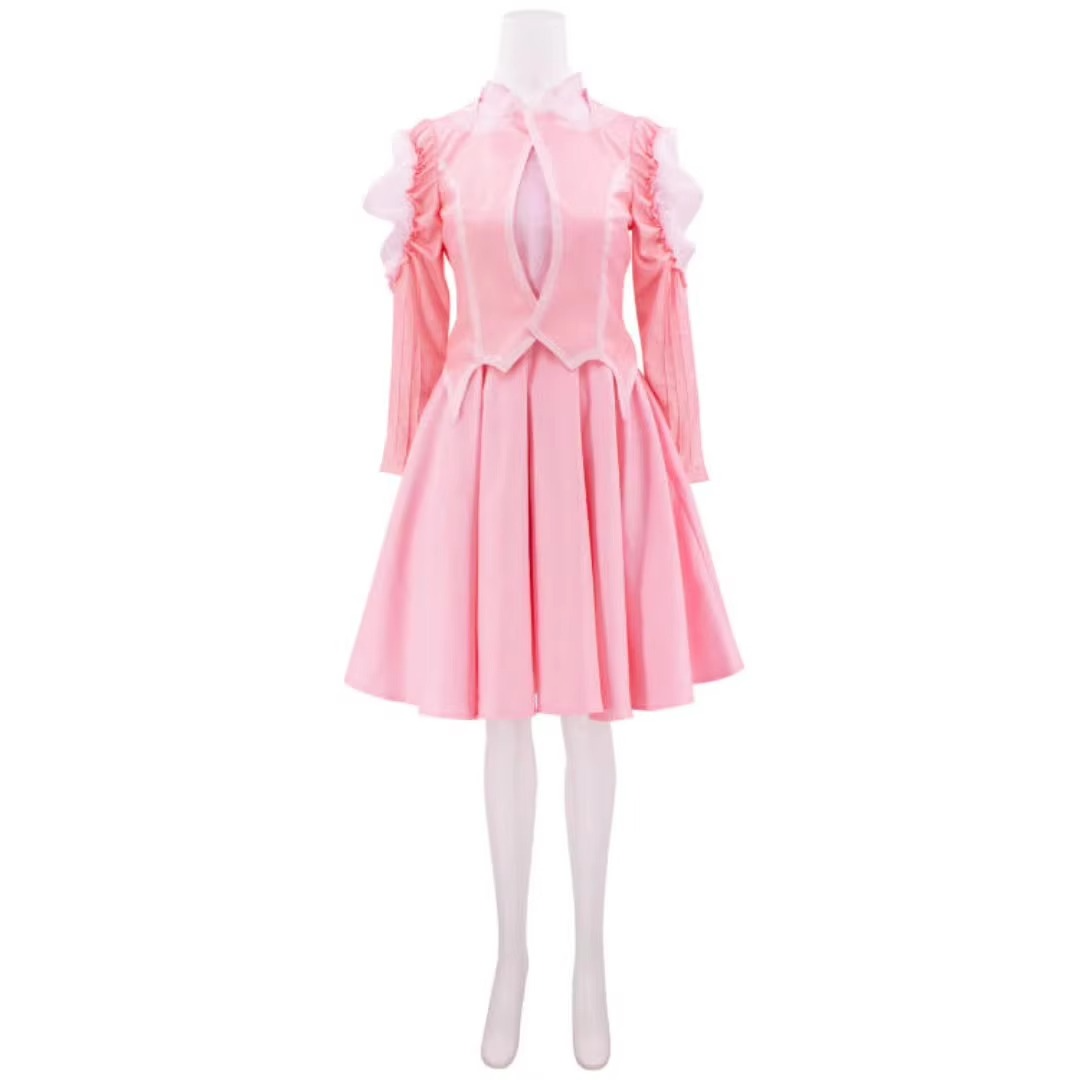 Fantasy Character Cosplay Dress with Fitted Bodice and Layered Skirt, Sparkling Accents