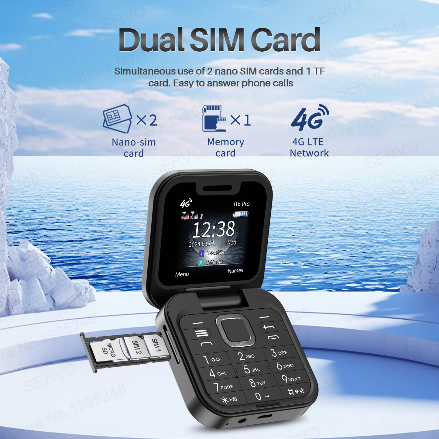 Large Screen Flip Phone with Dual SIM and Long Standby