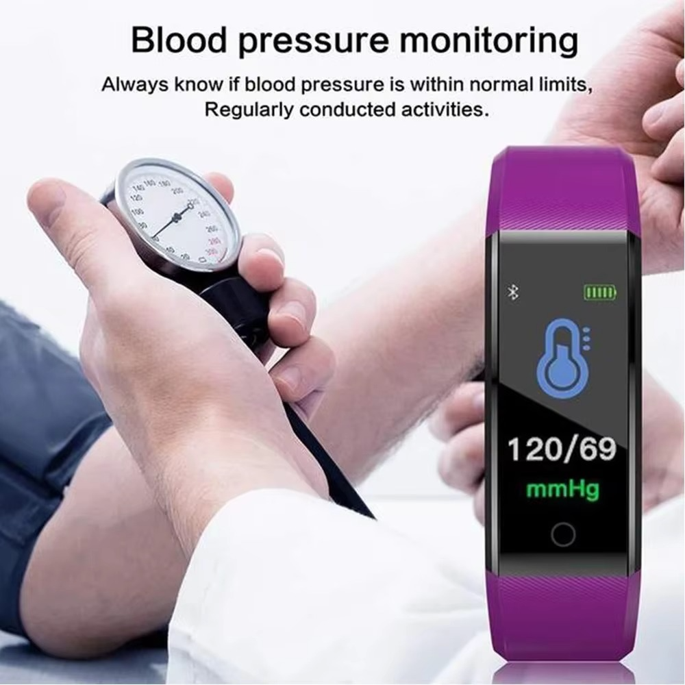Fitness Smartwatch with Heart Rate and Blood Pressure Monitoring, Step Tracking
