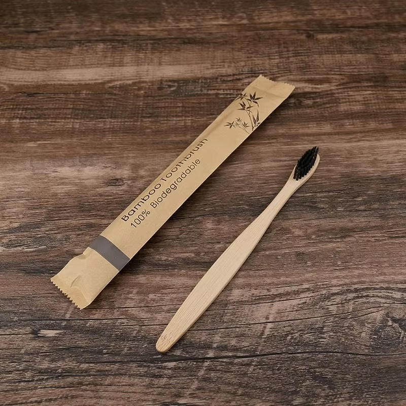 Bamboo Toothbrush Set with Soft Nylon Bristles and Naturally Antibacterial Handle, 10 Pack