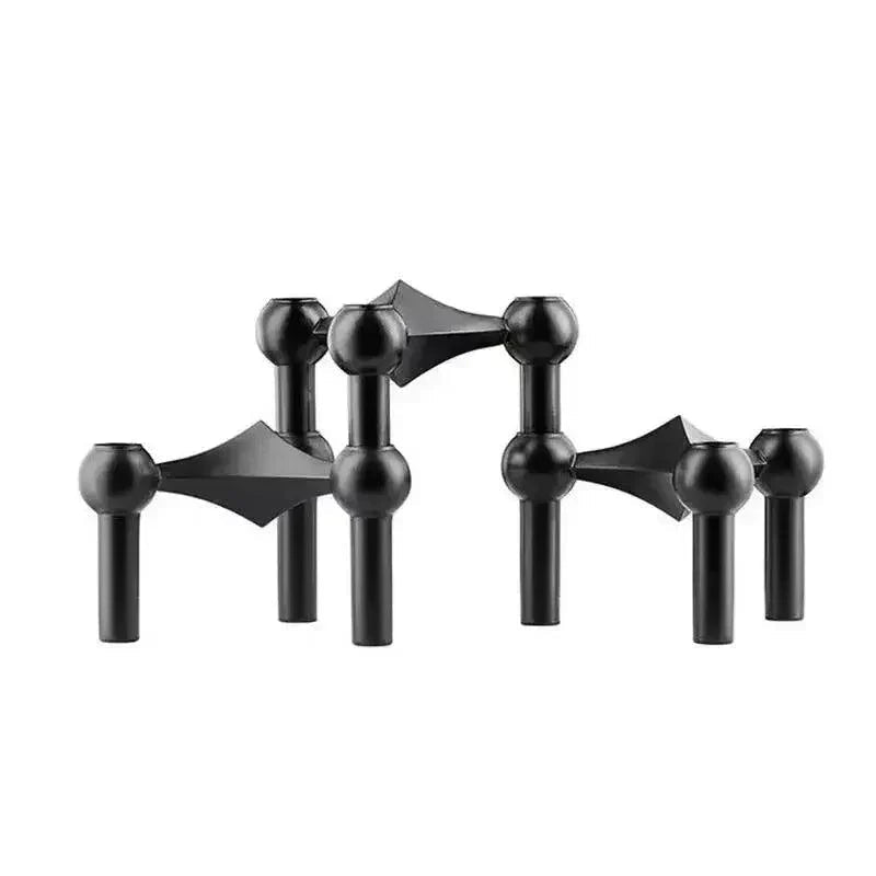 Modern Molecular Metal Candle Holder, Nordic Inspired Silver Centerpiece for Elegant Interiors
