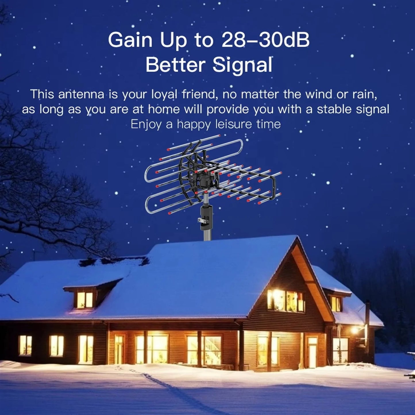 360 Degree Rotating Dual Frequency Outdoor TV Antenna with Dual Outputs