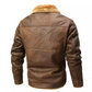 Mens Suede Winter Coat with Fleece Lining and Dual Zipper Button Closure
