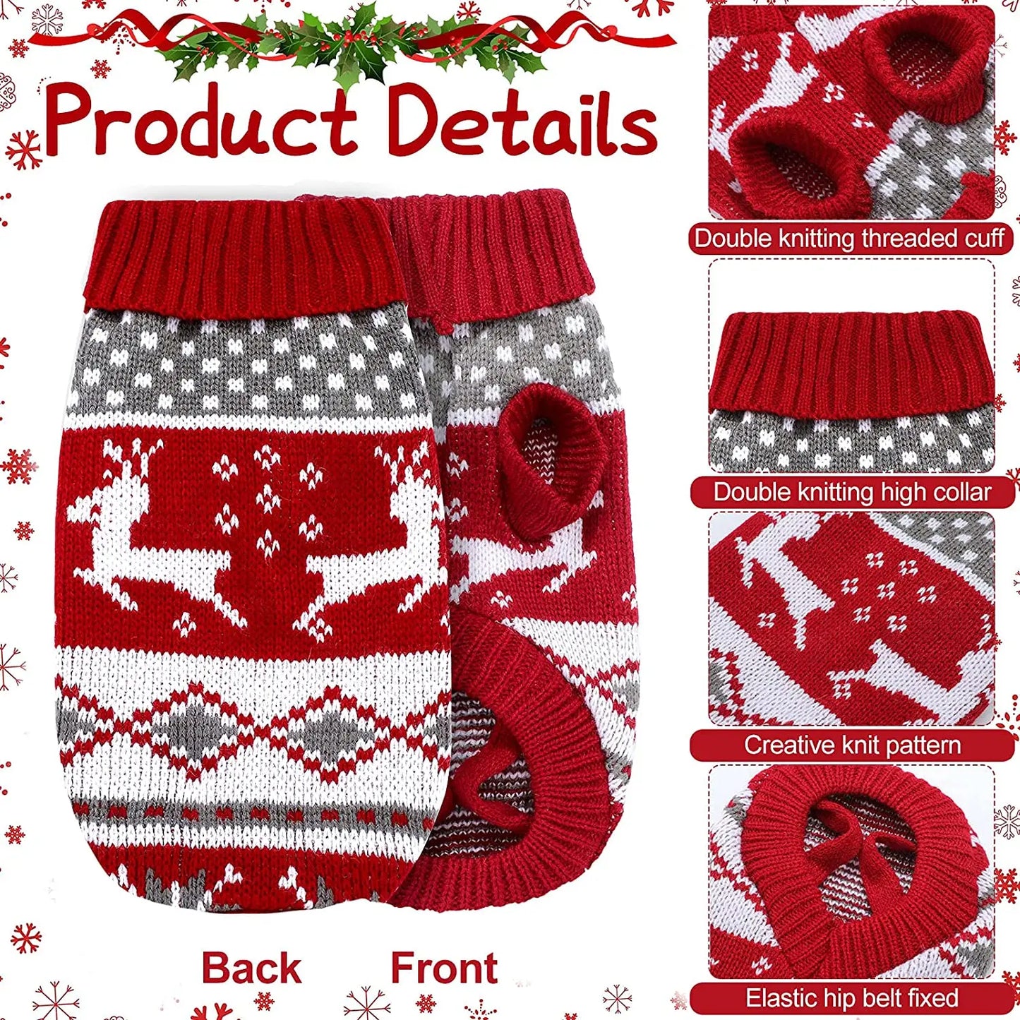 Large Dog Christmas Sweater with Striped Knit Pattern and Seasonal Design