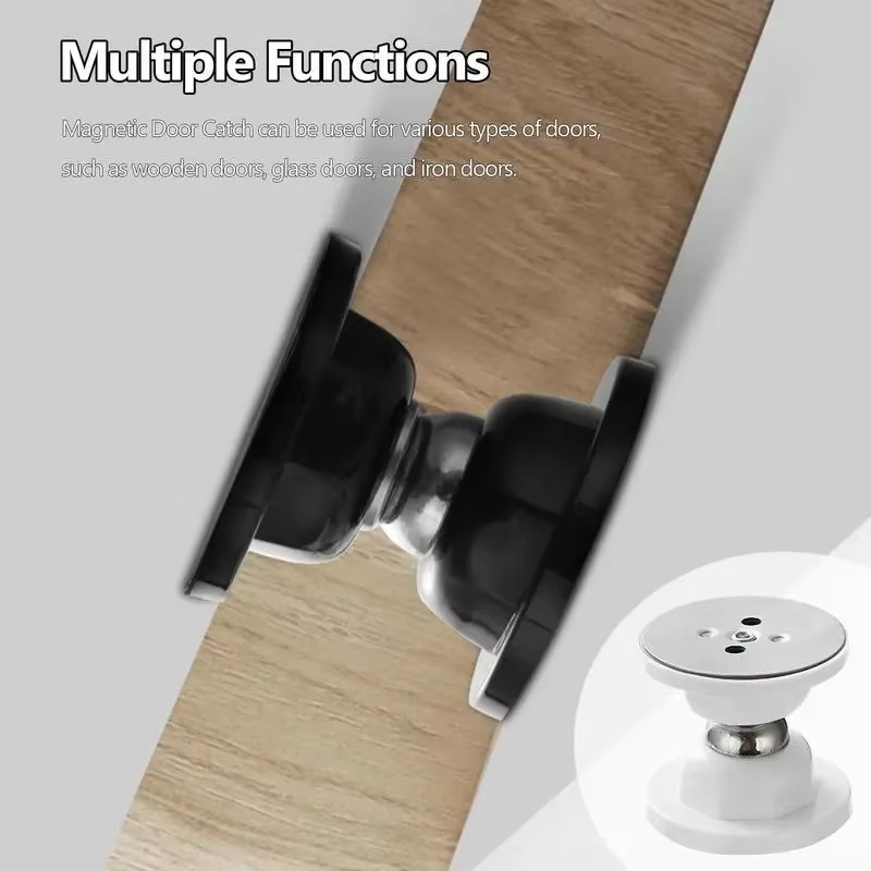 Magnetic Door Stop with Stainless Steel Body and Adhesive Installation