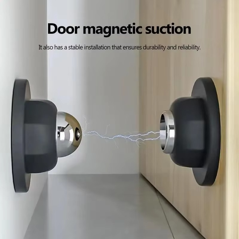 Magnetic Door Stop with Stainless Steel Body and Adhesive Installation