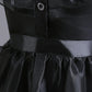 Girls Black Layered Cake Gown with Mesh Details and Mid Calf Length