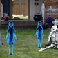 Lighted Ghosts Outdoor Halloween Decoration, Metal Yard Stakes with Glowing Design
