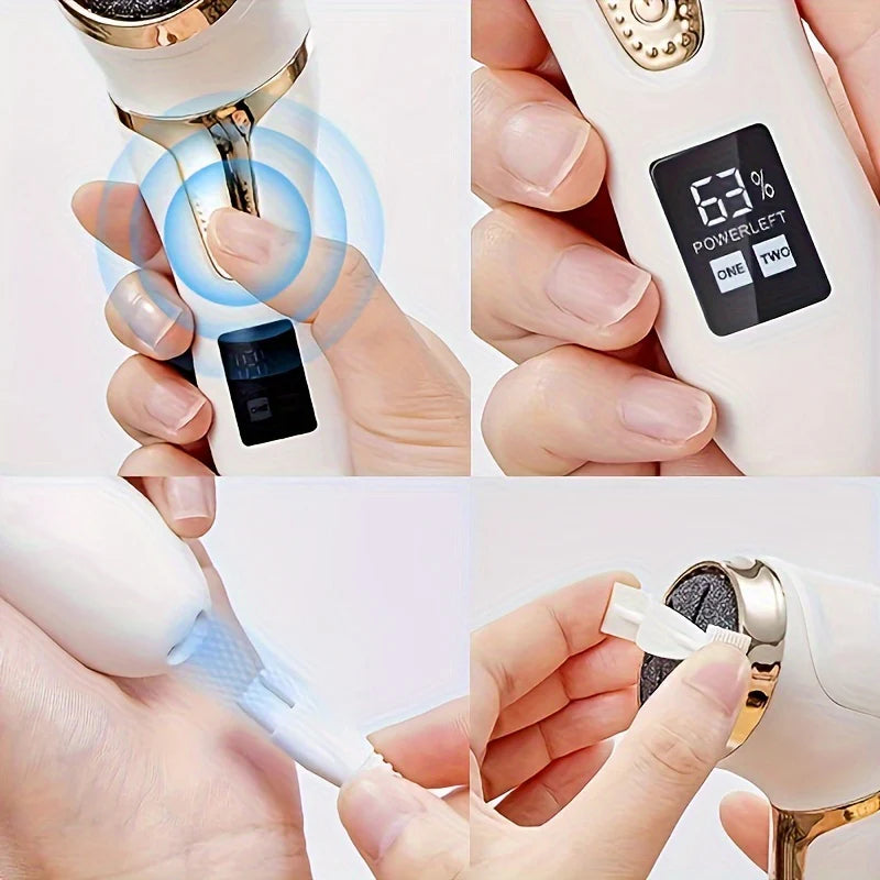 Sjbackyard Electric Foot File Callus Remover, 3000 RPM Quartz Grinding Head