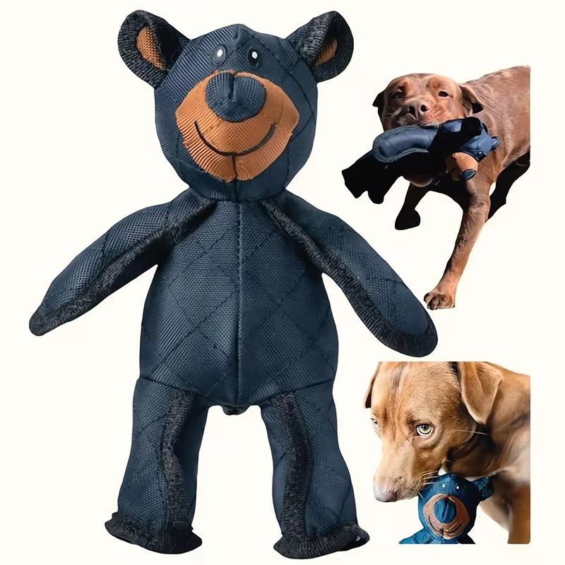 Durable Plush Dog Toy Bear for Indoor Play and Light Chewing