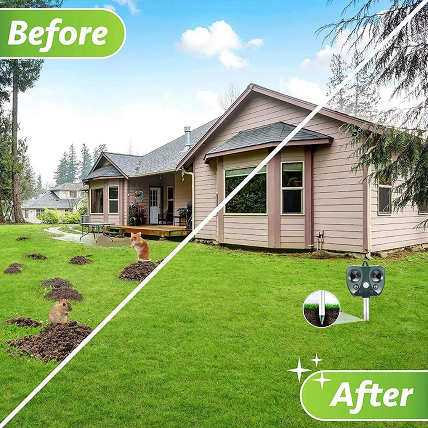 sjbackyard Solar Ultrasonic Animal Repeller for Gardens