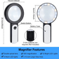 Powerful 30x Handheld Magnifying Glass with LED Lights for Seniors