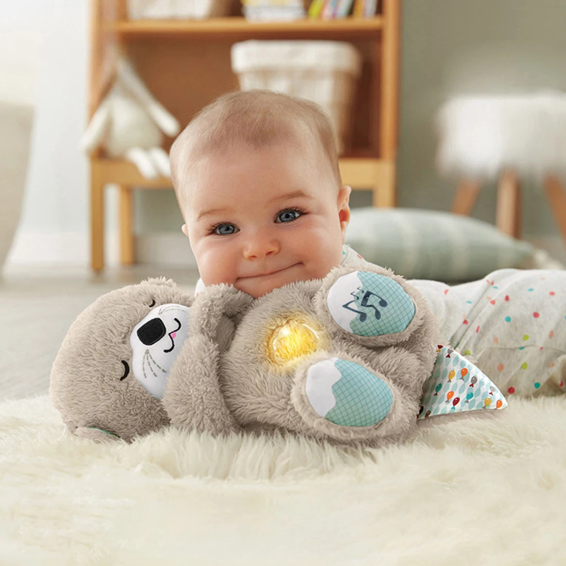 Soothing Teddy Bear with Breathing Motion and Sound Machine, Soft Glow Lighting