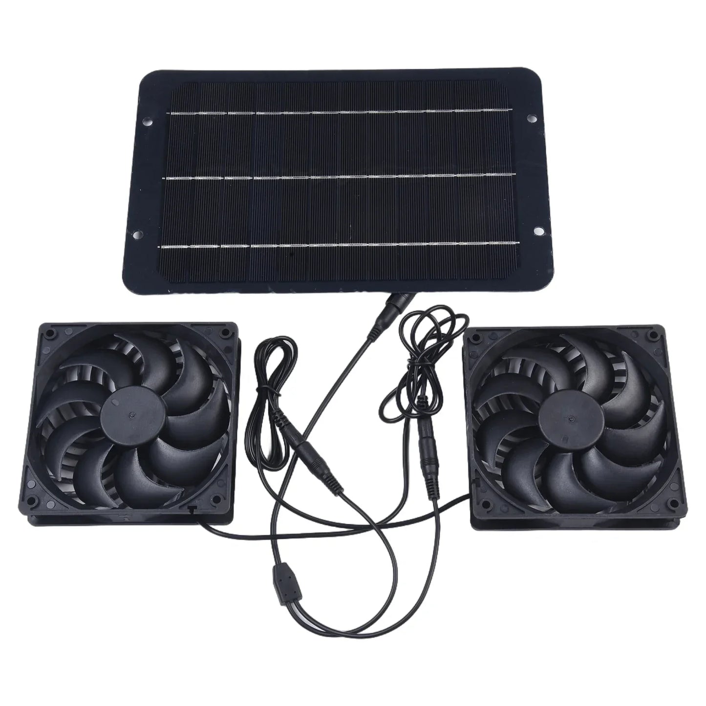 Solar-Powered Dual Exhaust Fans with 10W Panel and Metal Weather Cover
