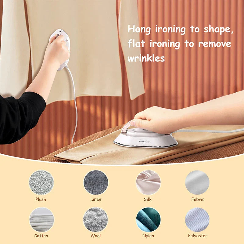 Compact Travel Iron with Foldable Handle and Rapid Heating Plate