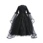 Girls Evil Queen Cosplay Dress with Lace Ruffle Details and Mid Calf Length, Ages 4-6