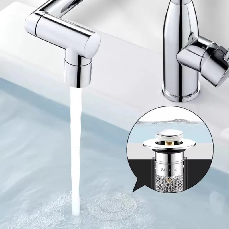 Pop-Up Sink Drain Stopper, Built-In Hair Catcher for Bathroom and Kitchen Sinks