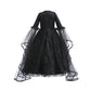 Girls Evil Queen Cosplay Dress with Lace Ruffle Details and Mid Calf Length, Ages 4-6
