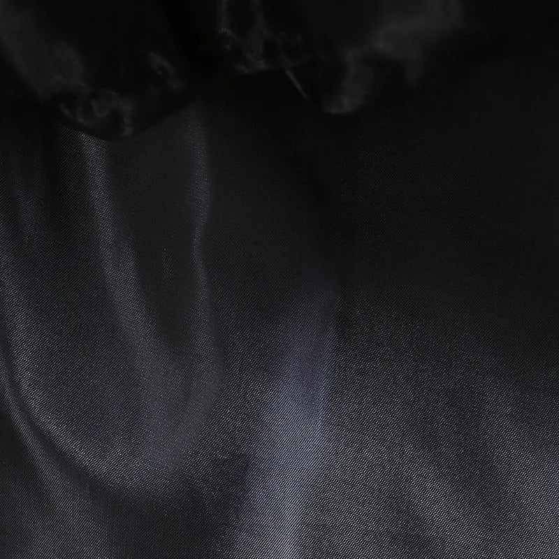 Girls Black Layered Cake Gown with Mesh Details and Mid Calf Length
