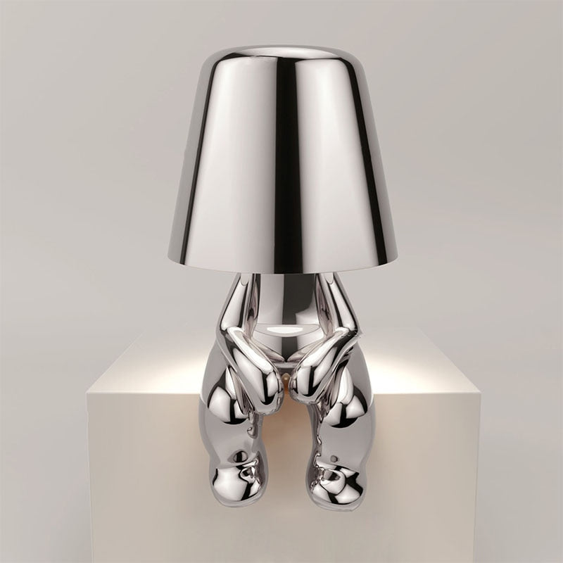 Rechargeable LED Table Lamp with Metal Frame and USB Charging, 30cm