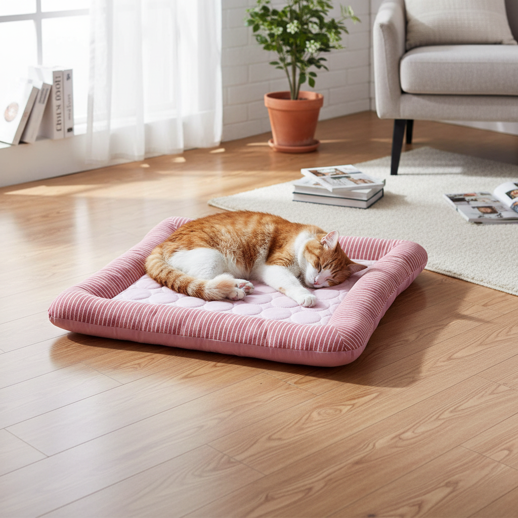Breathable Pet Cooling Mat with Ice Silk Surface and Reinforced Stitching, Three Sizes