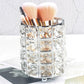 Makeup Brush Holder with Crystal Beads and Stainless Steel Frame, Gold or Silver