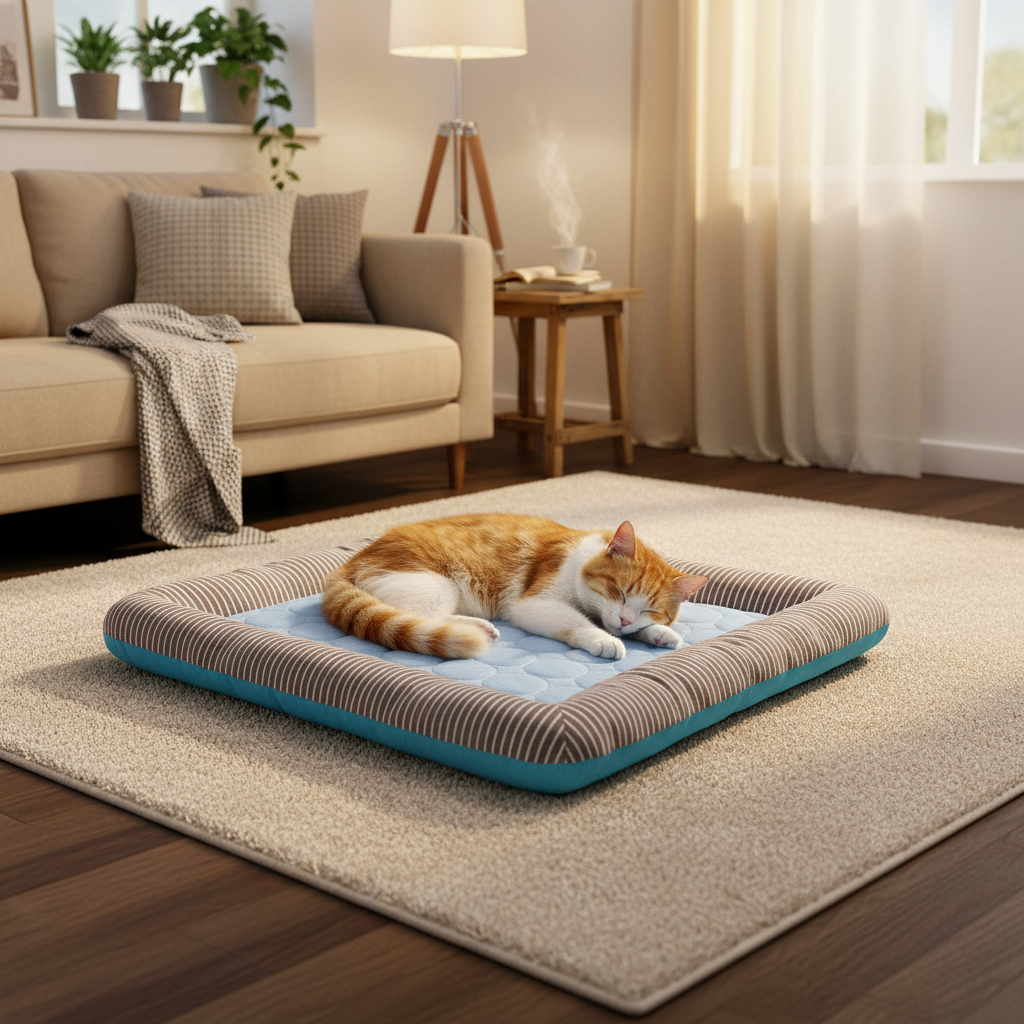 Breathable Pet Cooling Mat with Ice Silk Surface and Reinforced Stitching, Three Sizes