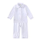 Kids Pajama Set with Plaid Pants and Elastic Waistband