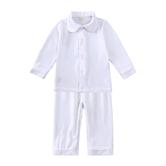Kids Pajama Set with Plaid Pants and Elastic Waistband
