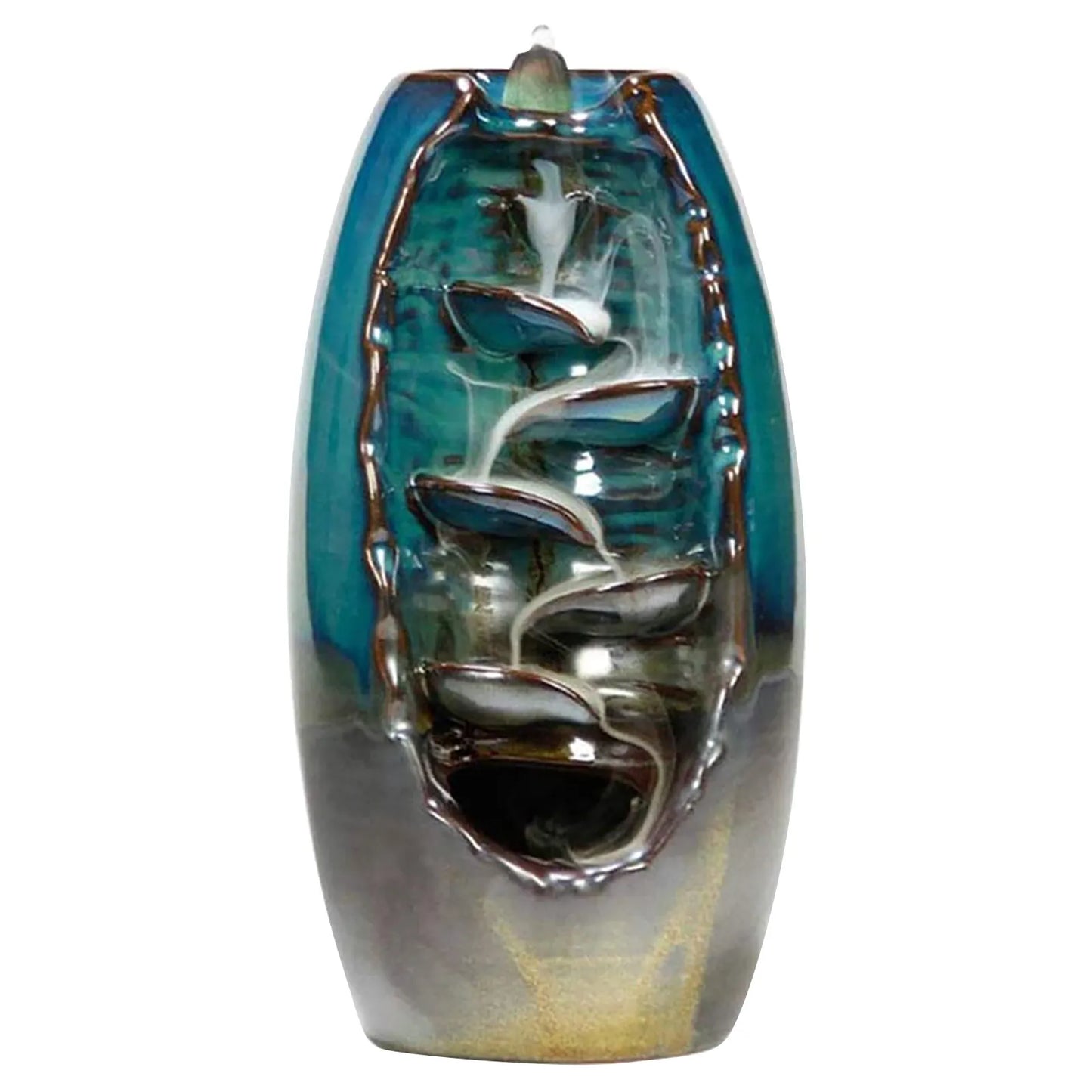 Ceramic Backflow Incense Burner with Smoke Waterfall Effect and 50 Cones
