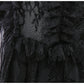 Girls Evil Queen Cosplay Dress with Lace Ruffle Details and Mid Calf Length, Ages 4-6