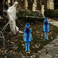Lighted Ghosts Outdoor Halloween Decoration, Metal Yard Stakes with Glowing Design