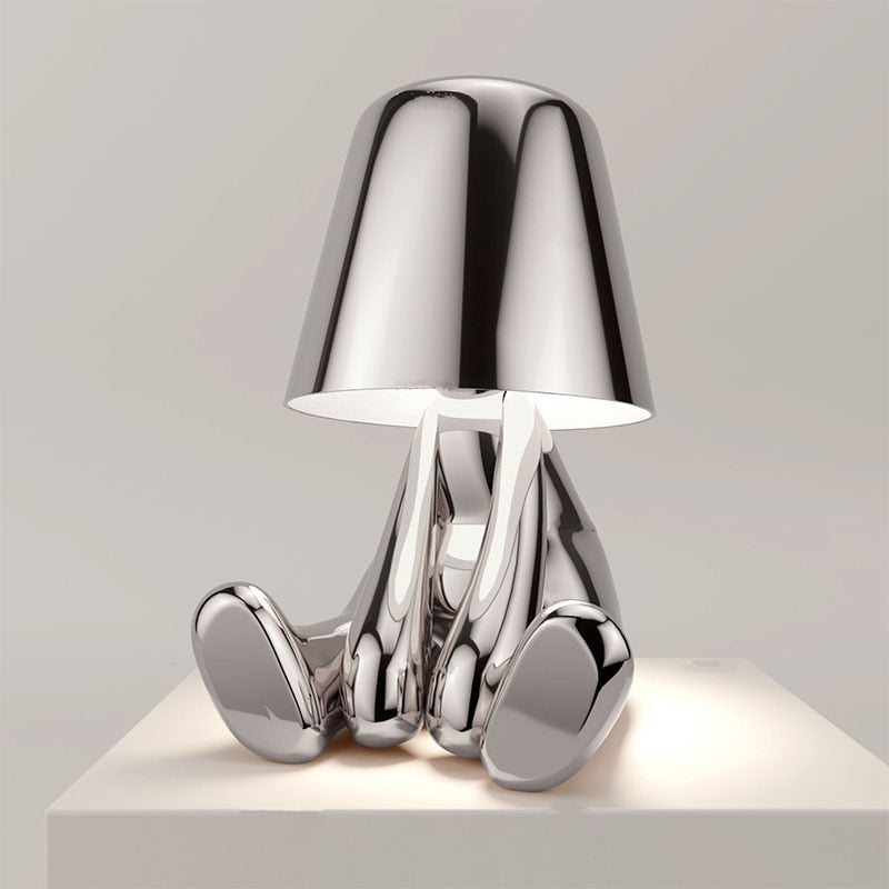Rechargeable LED Table Lamp with Metal Frame and USB Charging, 30cm