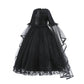 Girls Evil Queen Cosplay Dress with Lace Ruffle Details and Mid Calf Length, Ages 4-6