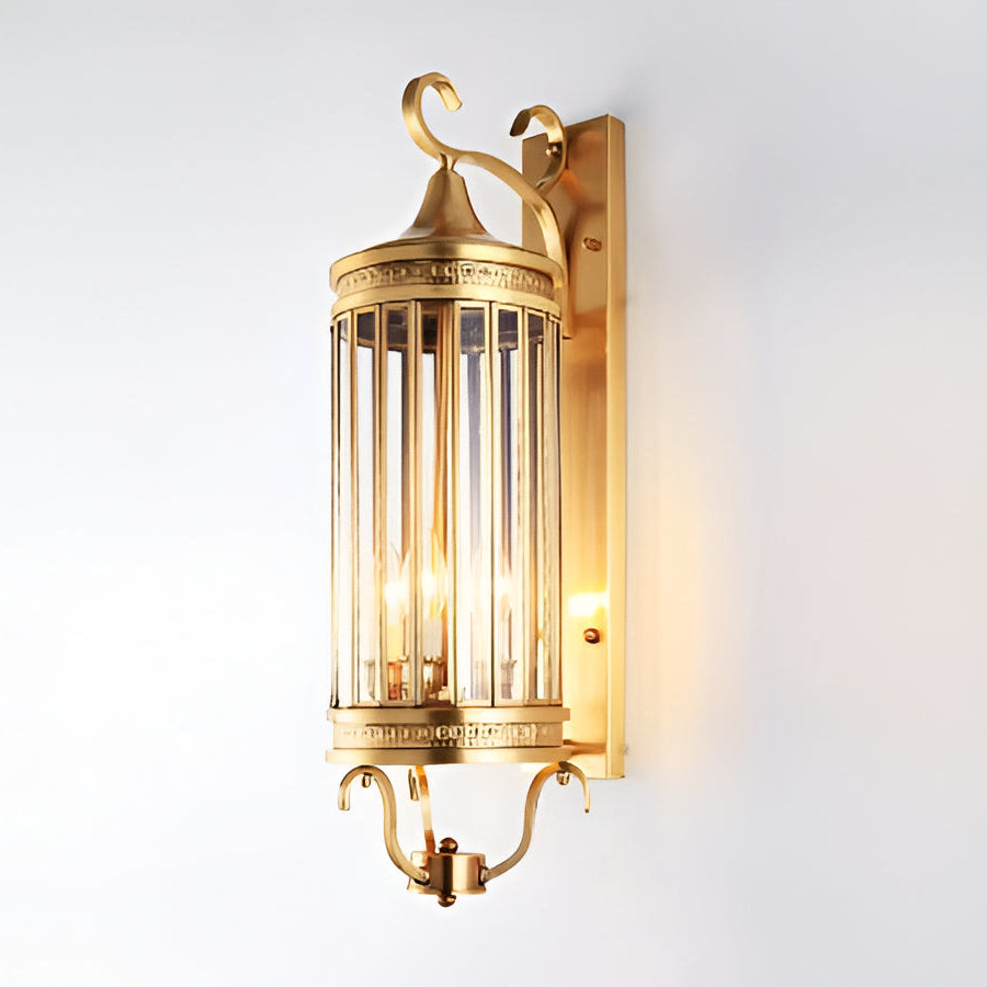 Copper Wall Sconce with IP65 Weather Protection and Glass Panel for Outdoor Entryways