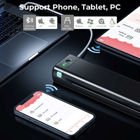 Wireless Thermal Printer for Letter Size Documents with Multi Device Connectivity
