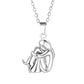 Dog Lover Necklace with Heart Embrace Silhouette and Adjustable 16.5in Chain, Plated Finish