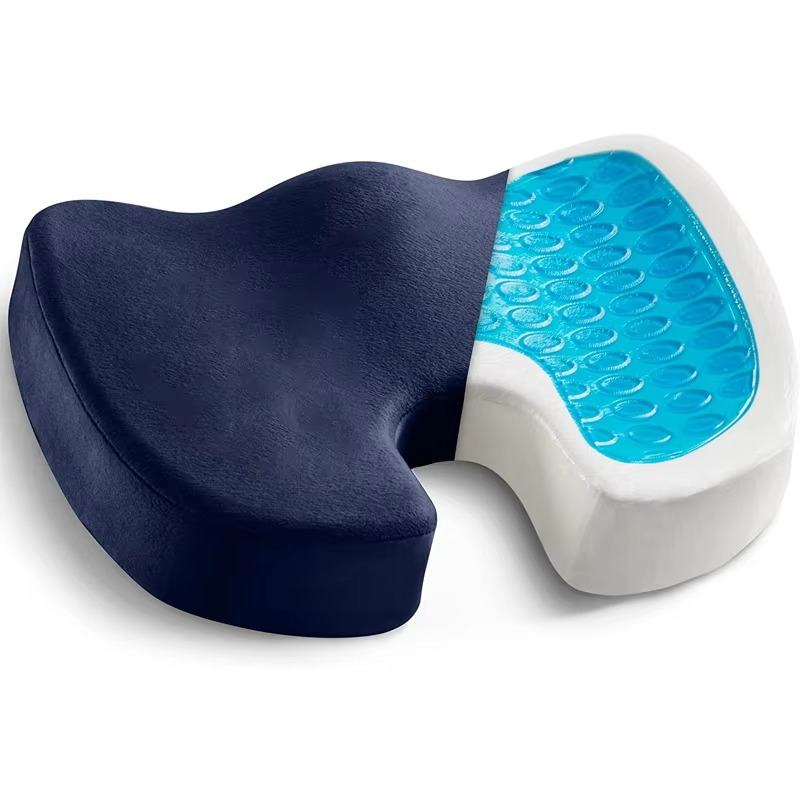 Seat Cushion with Gel Layer and Memory Foam, Coccyx Cutout Design